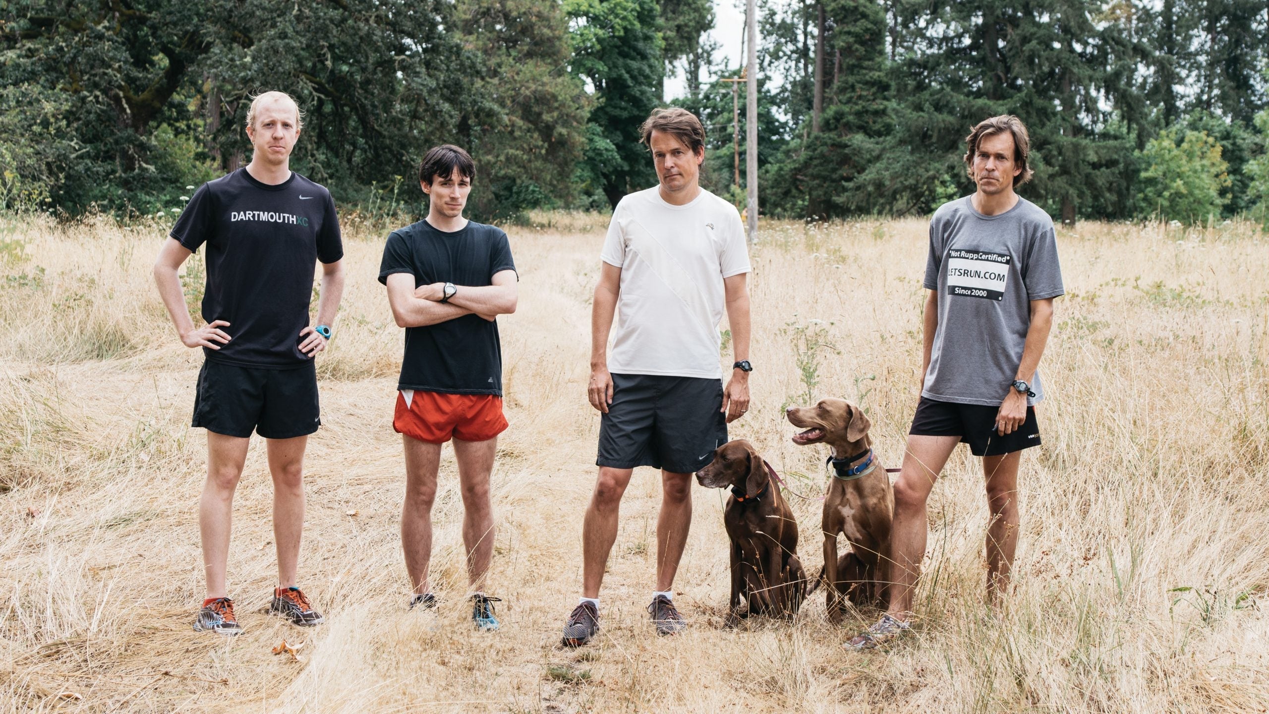 Team LetsRun. From left: Jon Gault, Steve Soprano, Robert Johnson, Millie, Hershey, and Weldon Johnson