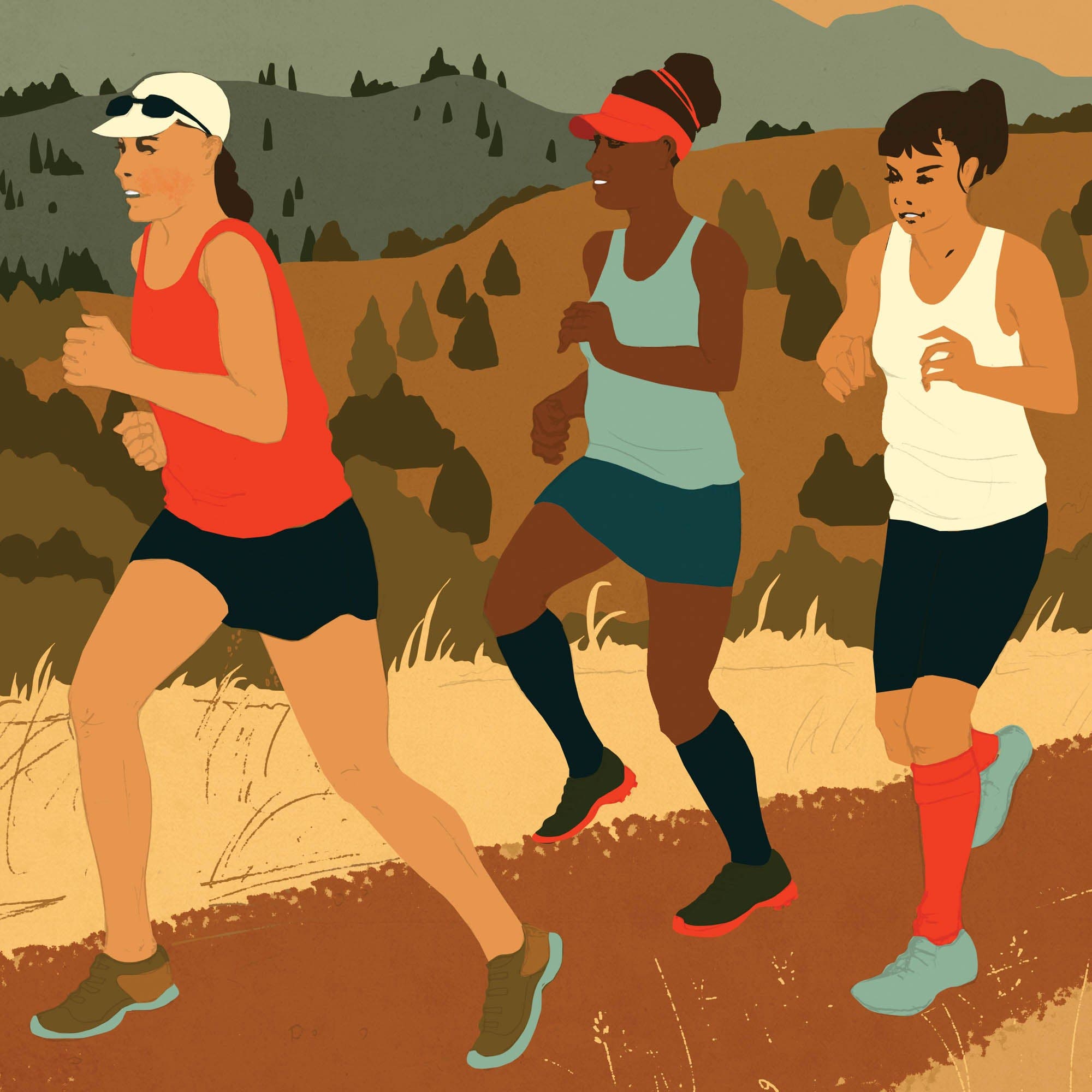 A group of women running