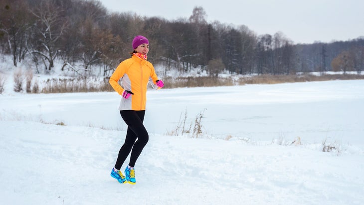 woman running in winter