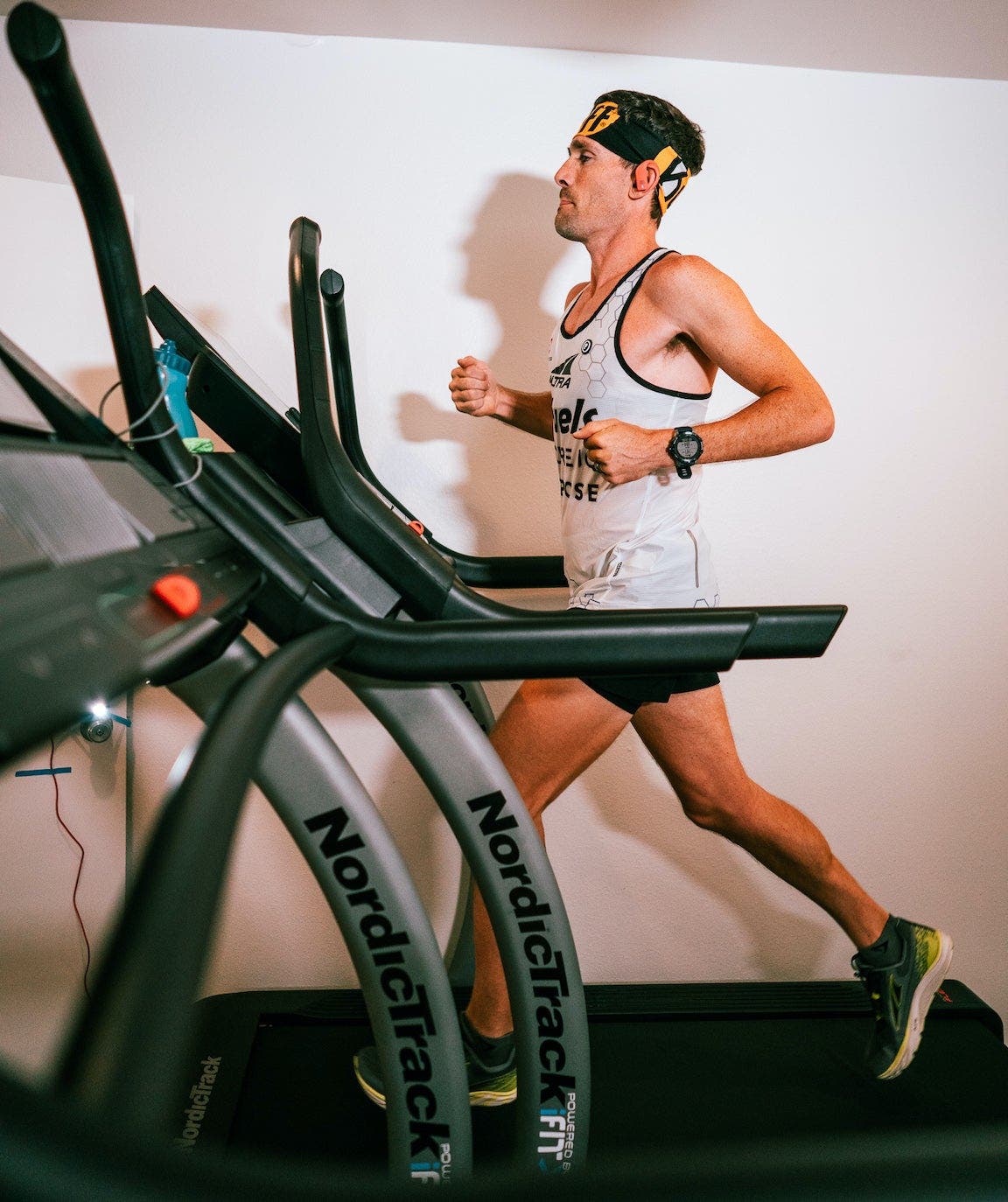Zach Bitter on his treadmill during his world record attempt.