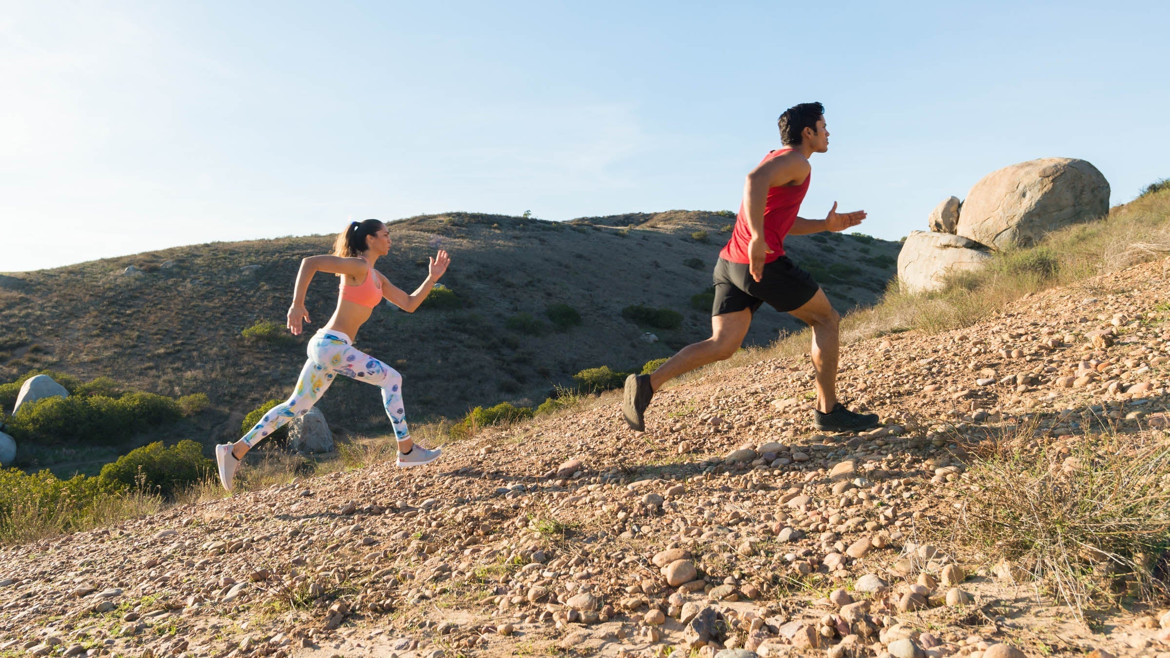 Couple Running Uphill