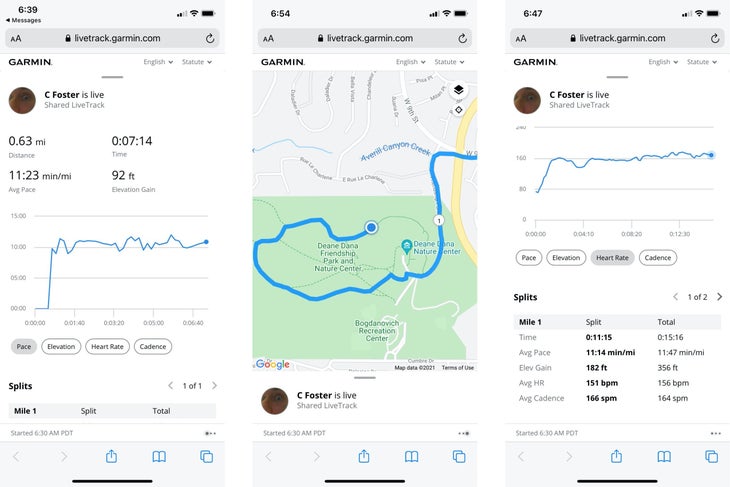 Livetrack screenshots