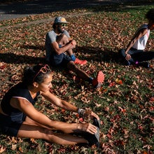 Athletes rest after completing trail running workouts