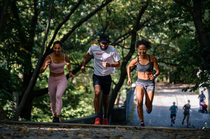 Athletes complete trail running workouts