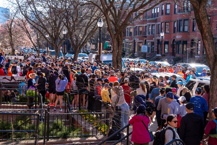 Thousands of runners descended upon Newbury Street in downtown Boston for running brand-led shakeout runs.
