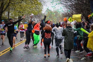 Mile 21 of the 2023 Boston Marathon