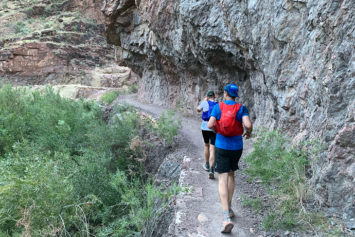 Running along North Kaibab Trail in the Grand Canyon