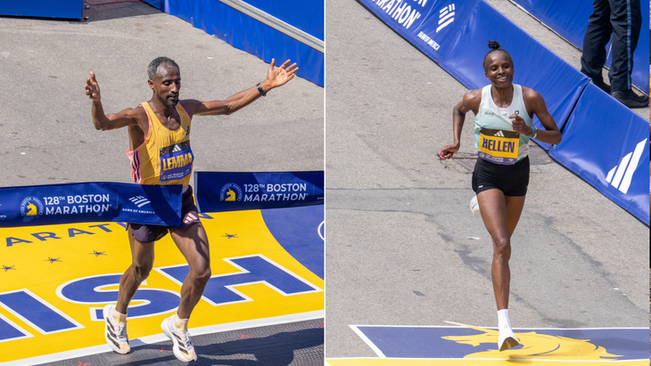 Hellen Obiri and Sisay Lemma Boston Marathon 2024