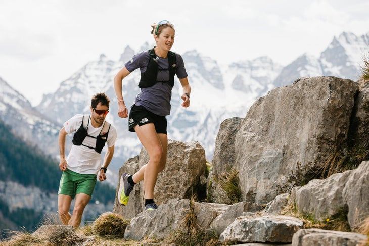 Kate and Germain training in Chamonix.