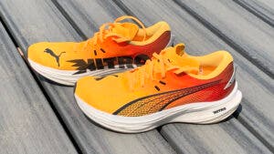 Puma Deviate Nitro 3 pair on a grey boardwalk