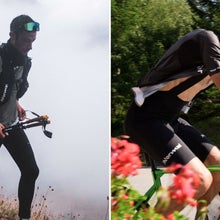 Kilian Jornet running on a trail and then cycling