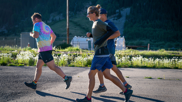Courtney Dauwalter at the mile race the day after the Hardrock 100.