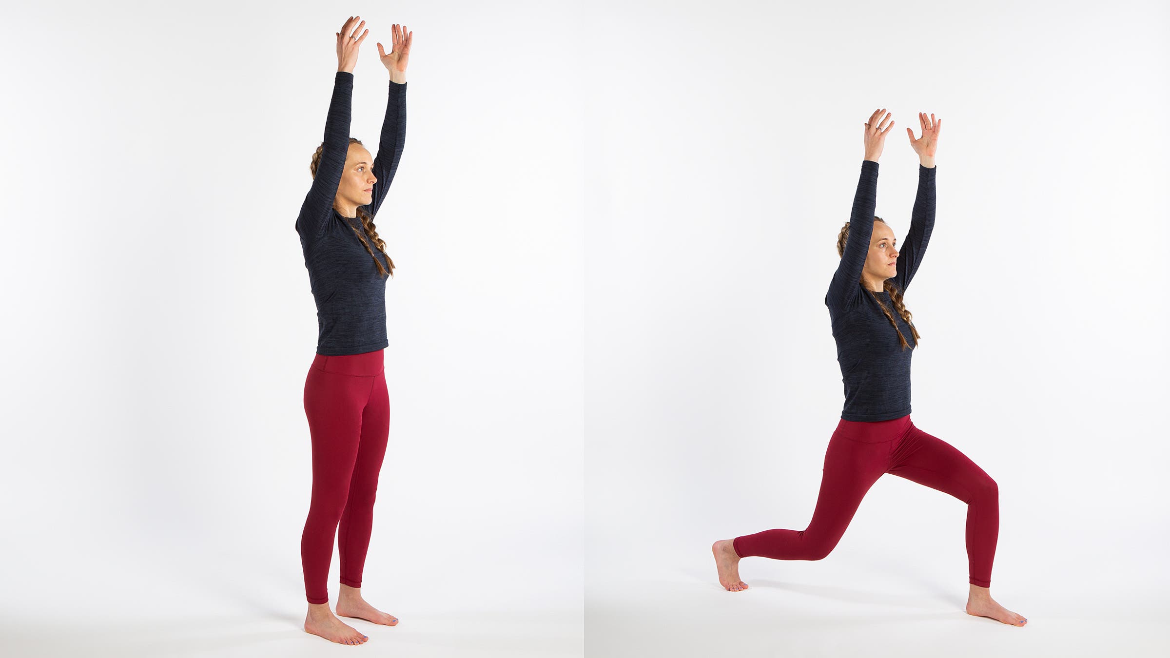 a woman performs a reverse lunge