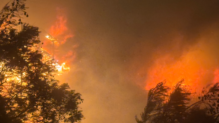 Mike Sosin's house on fire during Los Angeles Wildfires