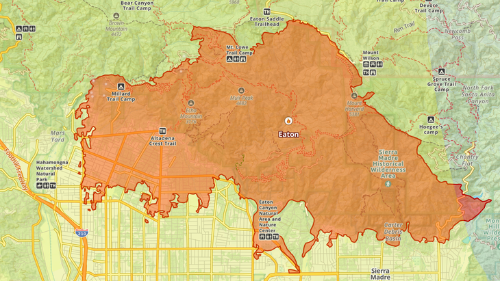 Eaton Fire map