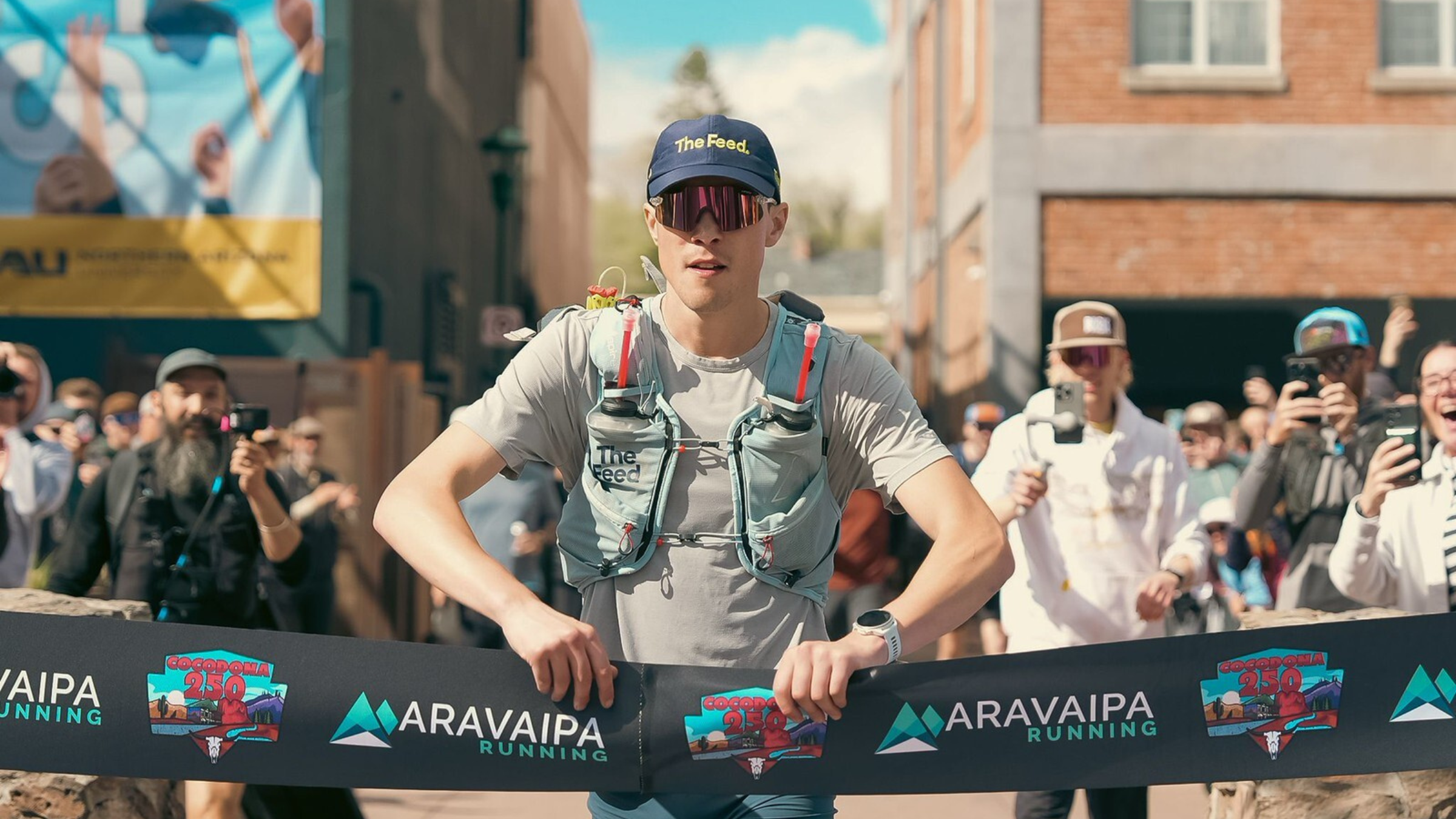 Dan Green crosses the finish line of the Cocodona 250.