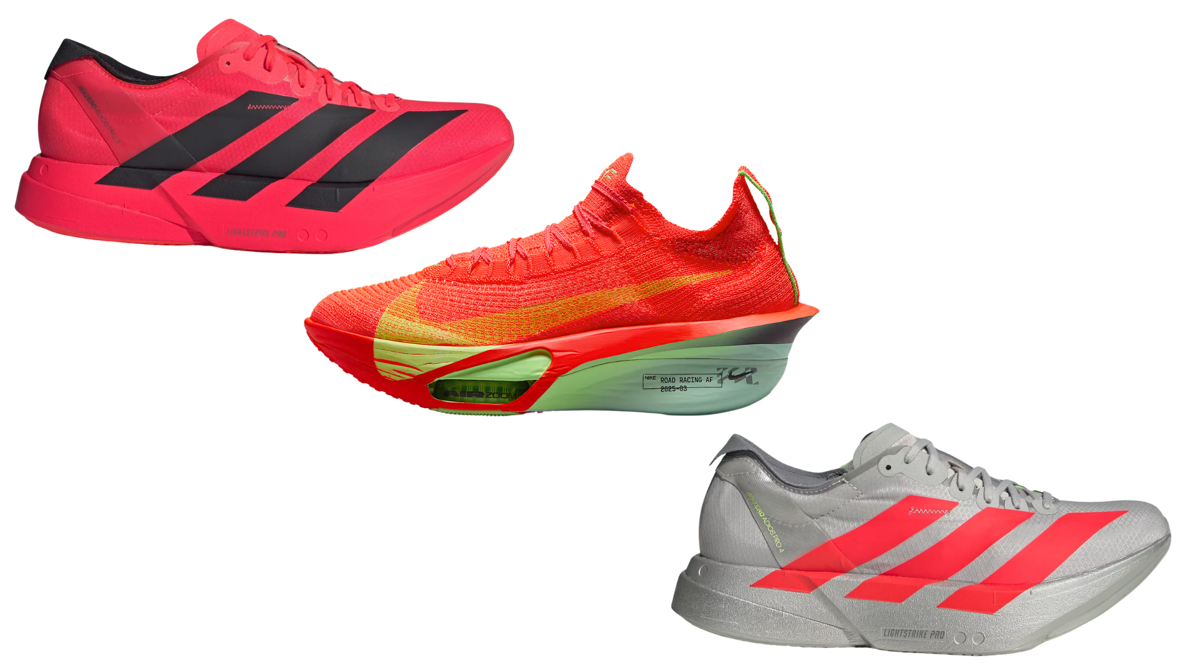 The best red running shoes for 2025 are Nike Alphafly 3 and Adidas Adizero Adios Pro 4,