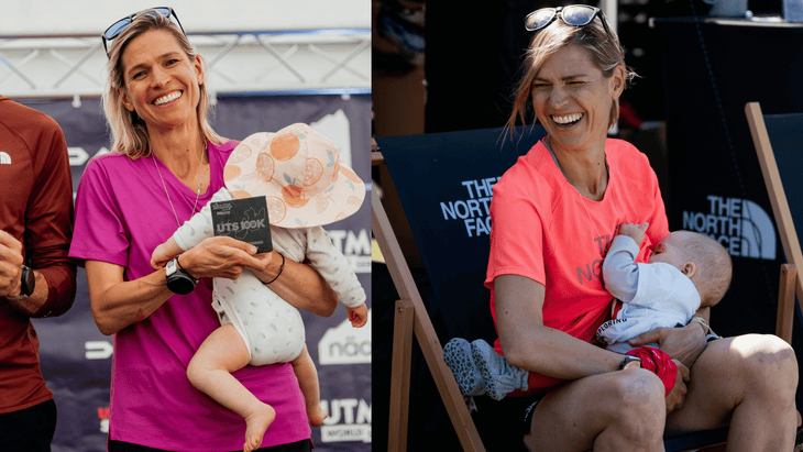 Stephanie Case with her daughter Pepper at the end of Ultra-Trail Snowdonia.