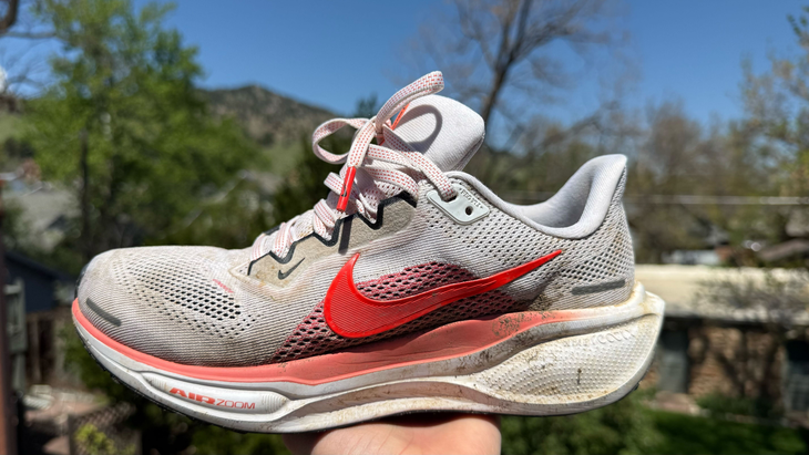 nike pegasus 41 in white and red