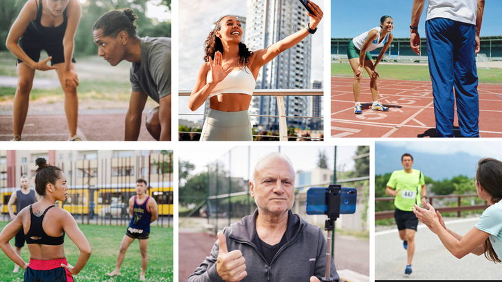 a collage of running coaches