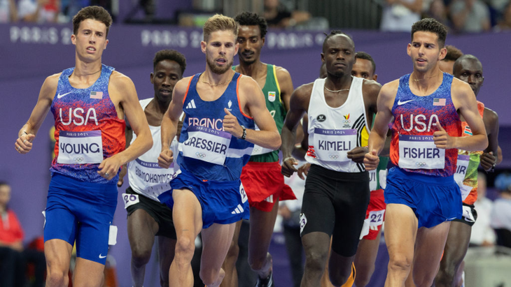 a pack of track runners at the Olympics