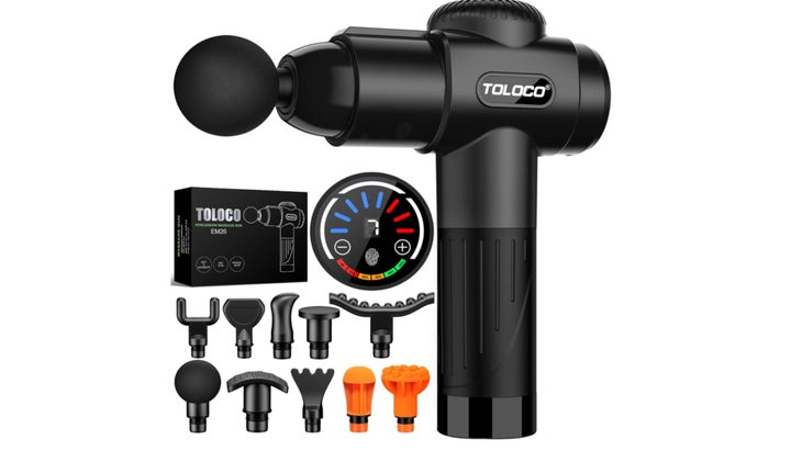 a massage gun with attachments