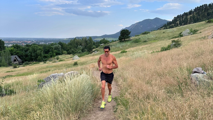 Adam Chase trail running in Boulder, Colorado.