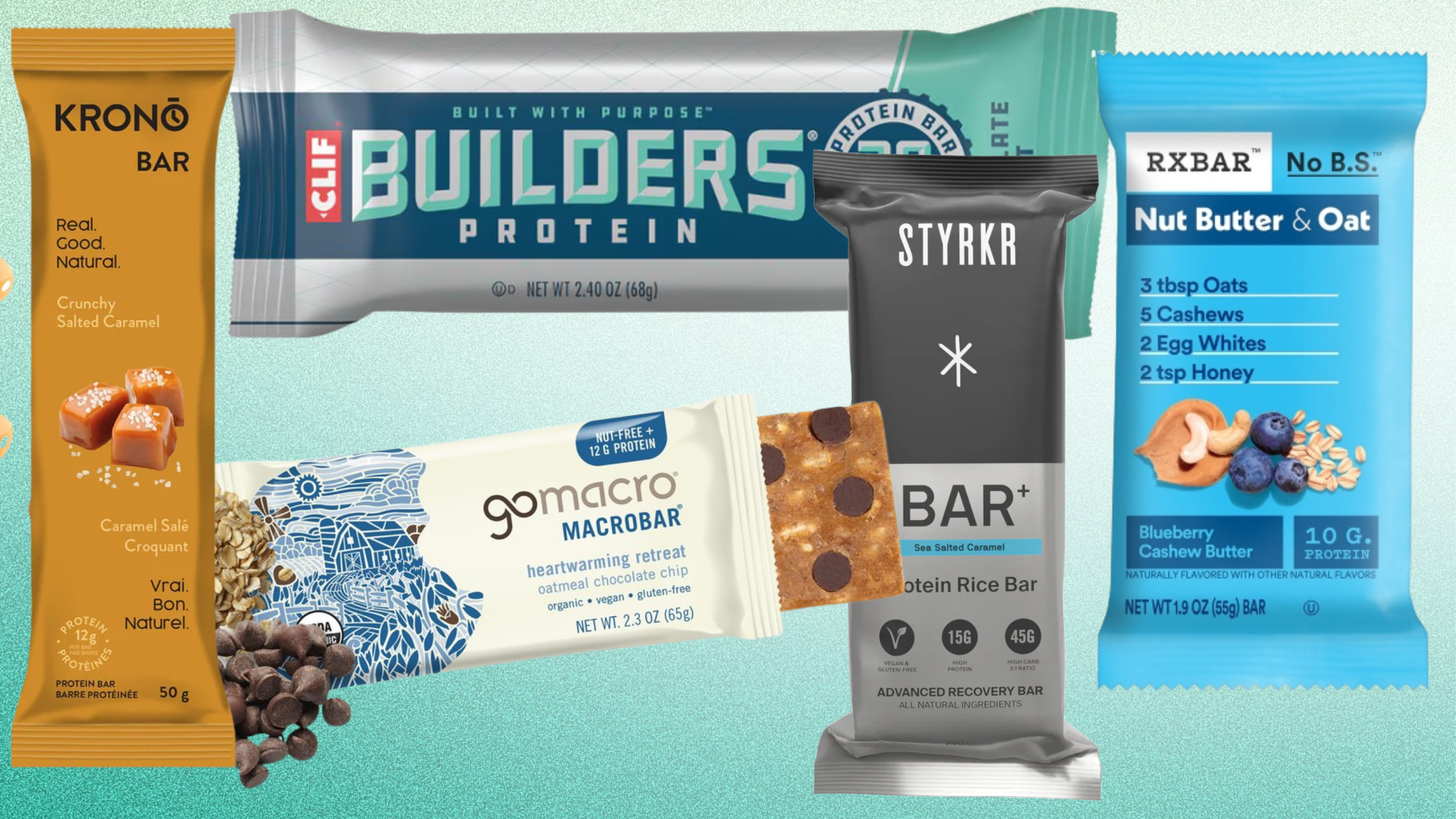 five allergen-friendly protein bars in packaging