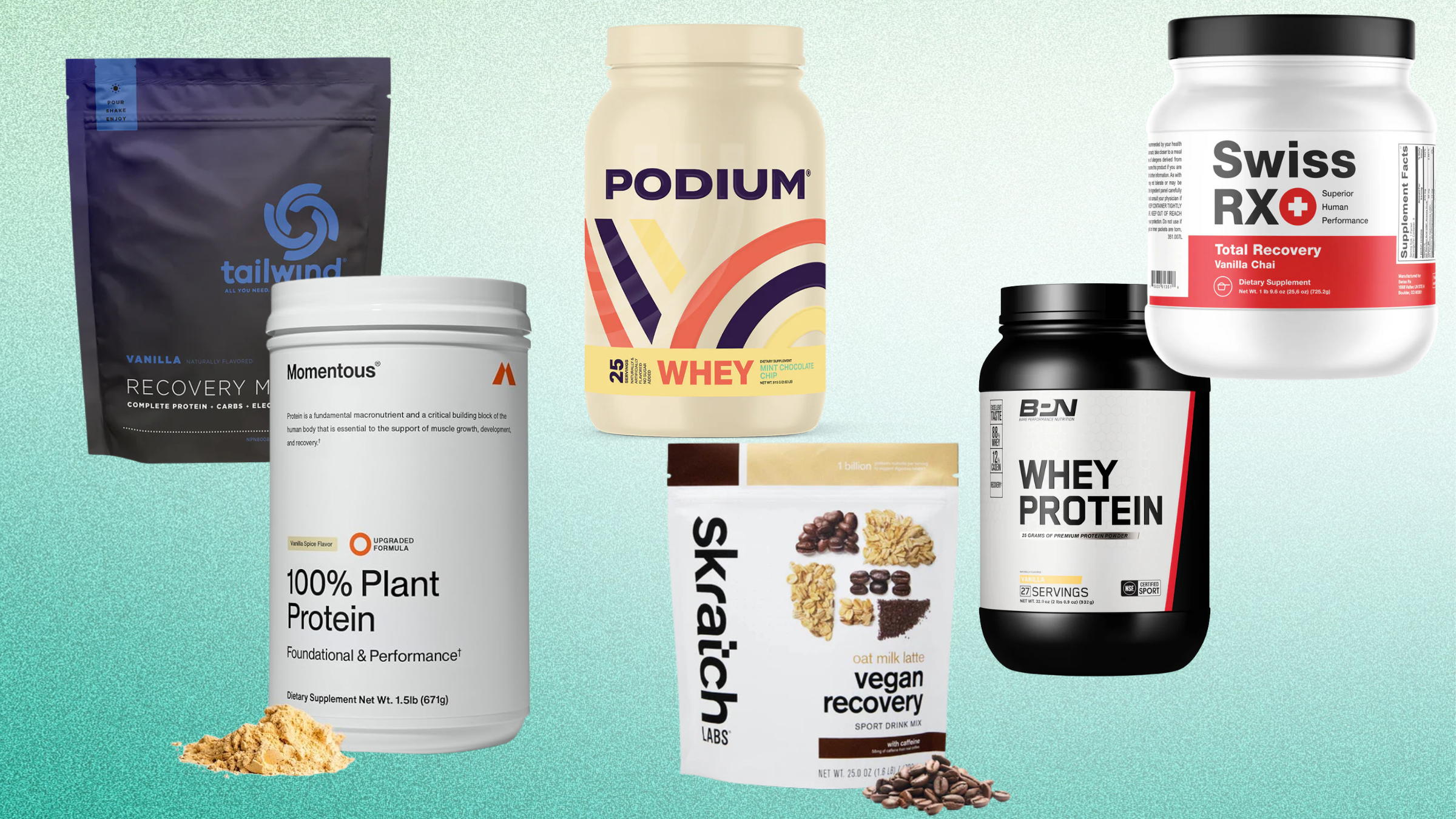 six allergen-friendly protein powder brands in packages