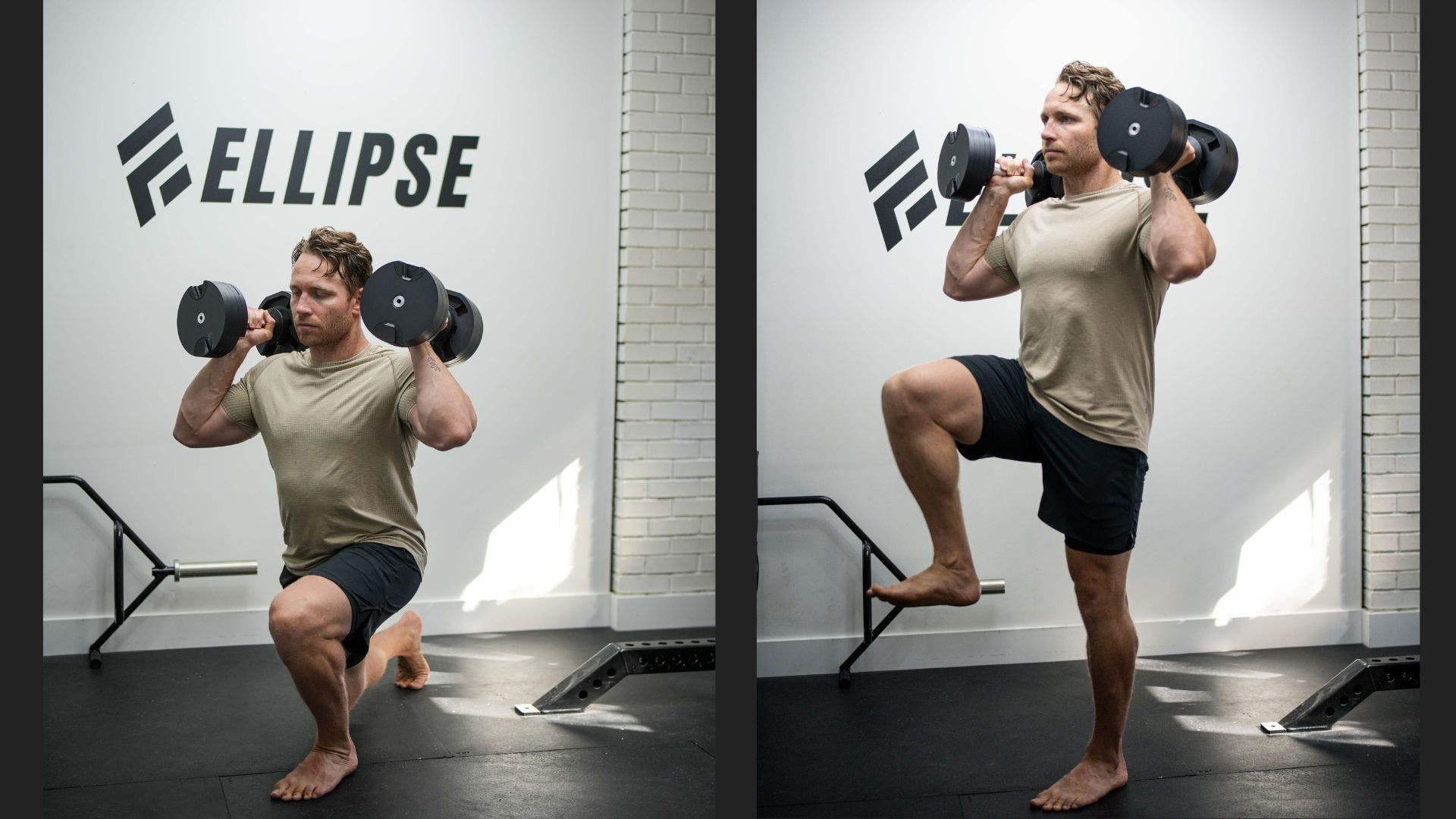 front raise split squat in two segments