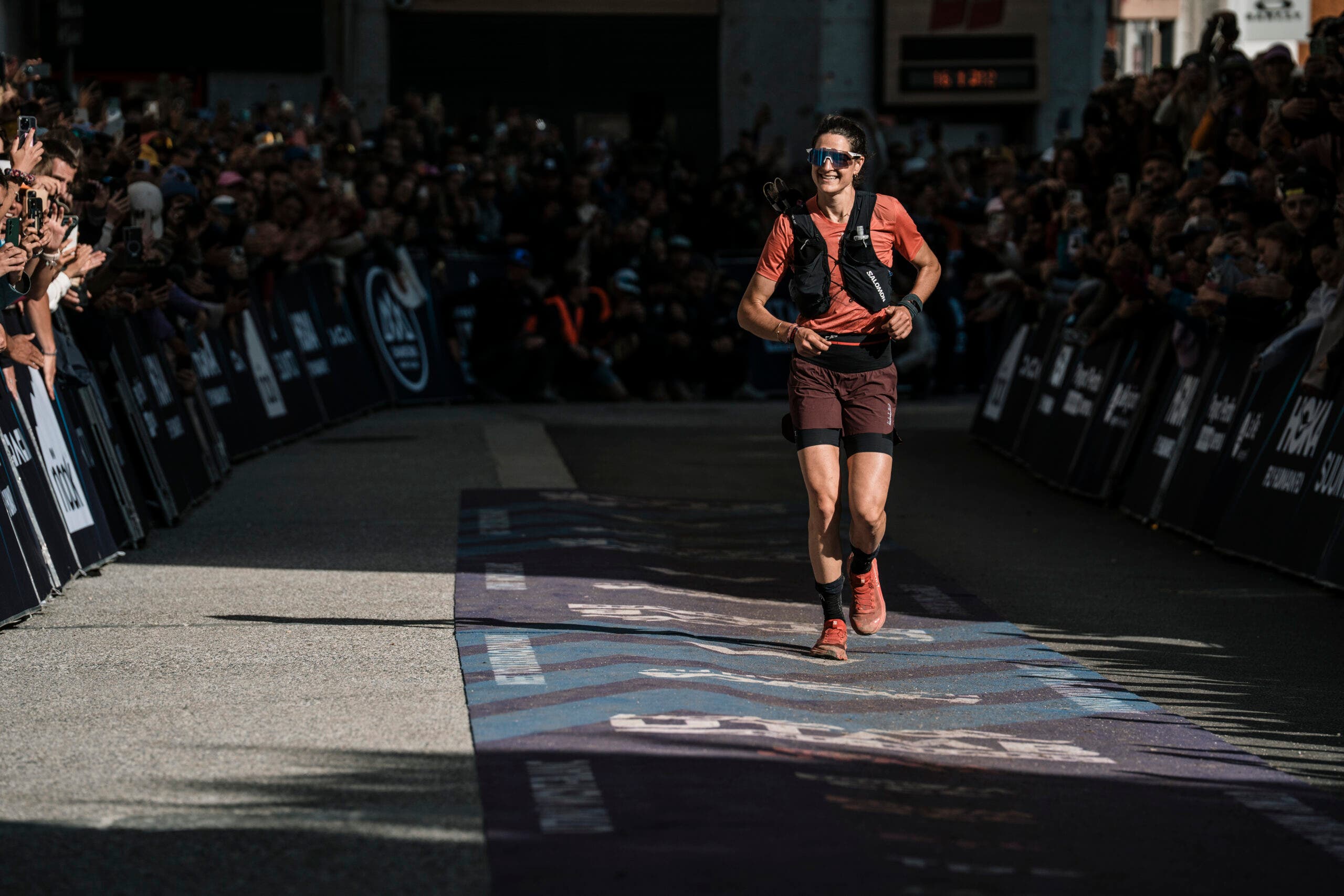 Camille Bruyas was the first finisher in the men’s or women’s events to wear a non carbon-plated trail shoe, the Salomon S/Lab Ultra Glide 1.5.