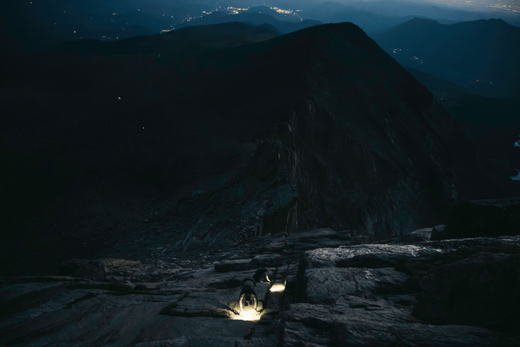 Kilian Jornet follows Kyle Richardson up the Cables Route on Longs Peak in Colorado to kick off the project.