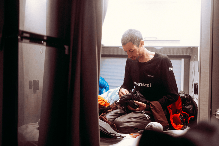 Kilian Jornet organizes his gear for his most ambitious project yet: summiting the 14,000-foot peaks in the contiguous U.S. and linking them by human power.