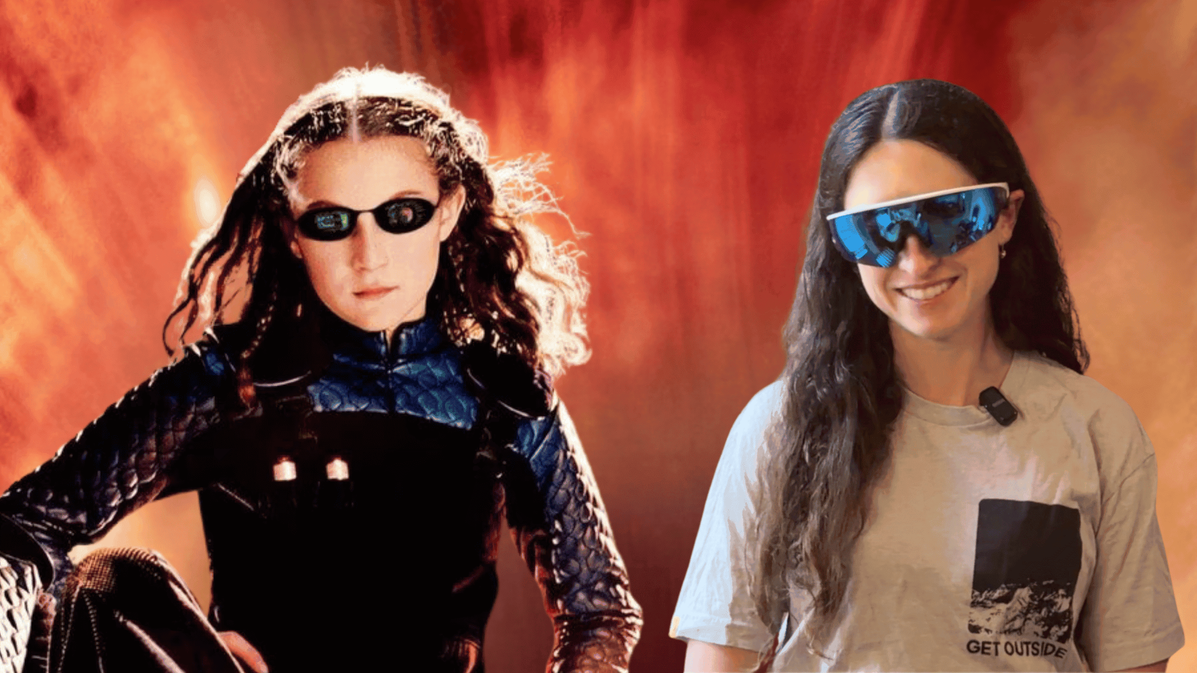 Oakley Meta Vanguard 与《间谍少年》对比图,展示科技感与童年记忆的碰撞