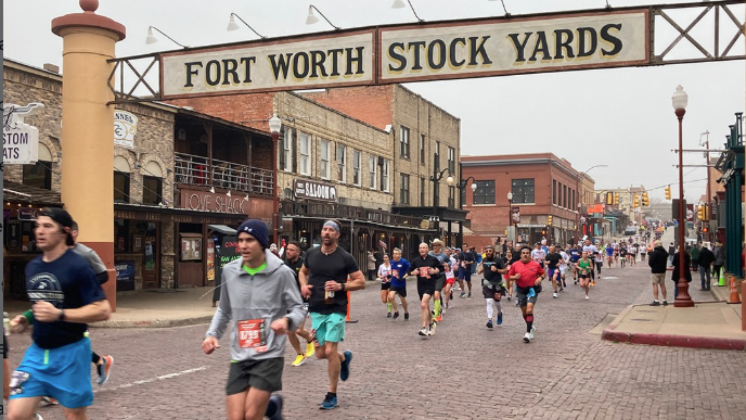 runners going through the Fort Worth stock yards