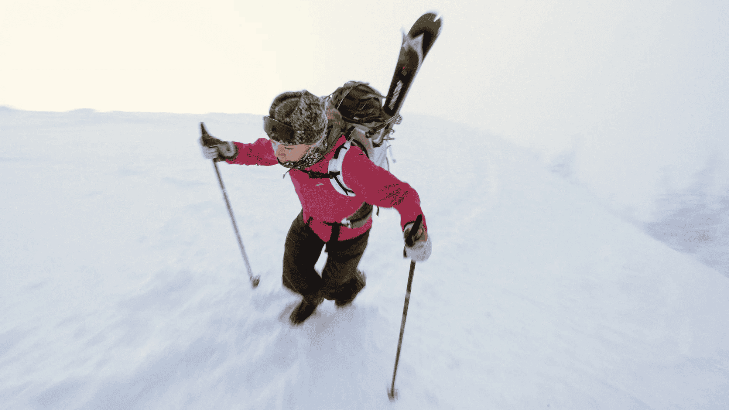 Anna Gibson practices her bootpacking in the lead-up to the Olympics. 