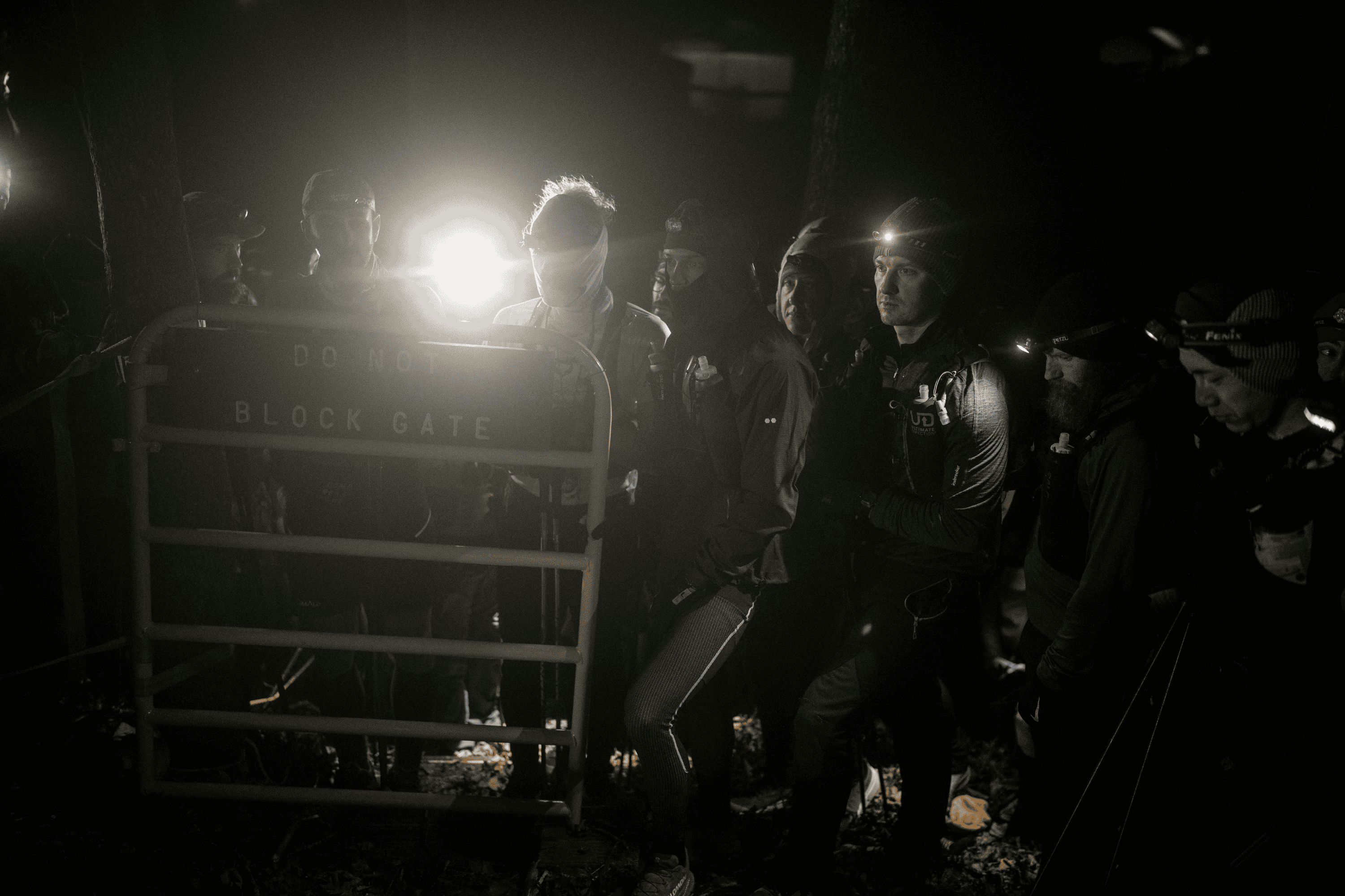 “The Barkers” line up behind the yellow gate, moved from its home at Big Cove Campground, the traditional start/finish of the Barkley that’s undergoing renovations this year. The wait is almost over.