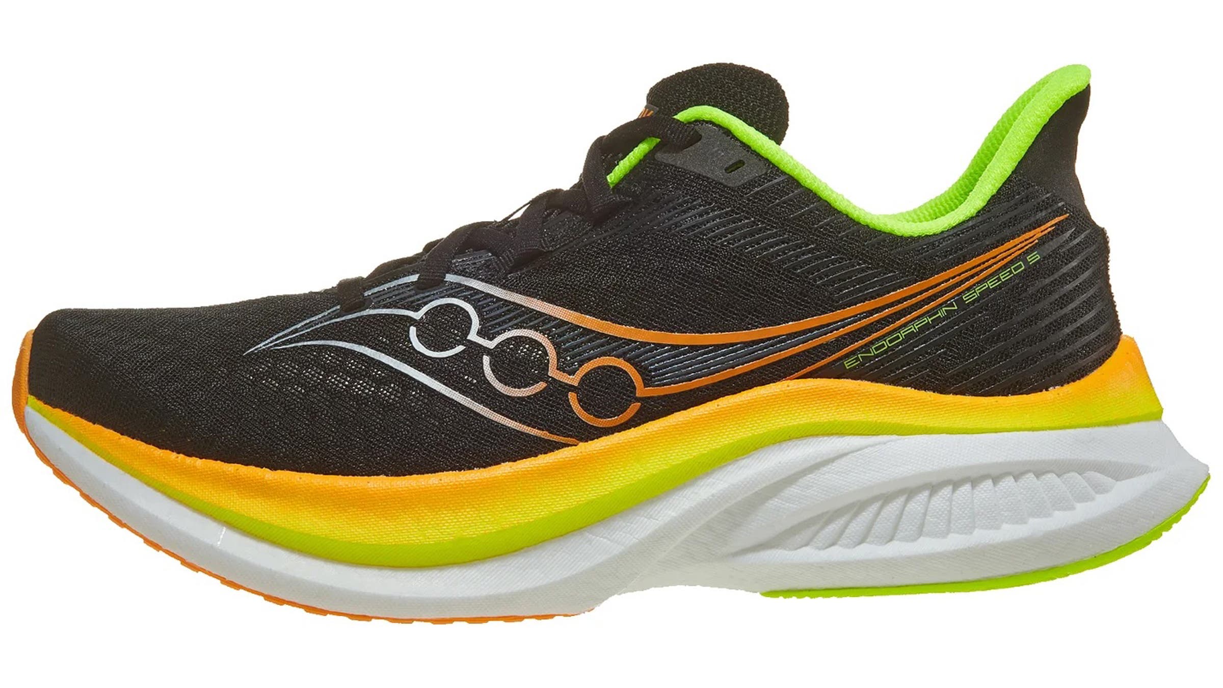 Saucony Endorphin Speed 5 running shoes on white background.