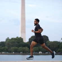 Joel Frye runs in DC under the monument