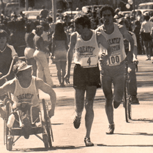 Bob Hall and Bill Rodgers 1975 Boston Marathon