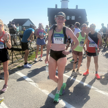 Runner-writer Lee Glandorf at the start of Beach to Beacon 10K.