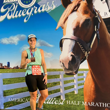 the author next to a giant horse image