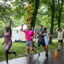 group of runners on race course