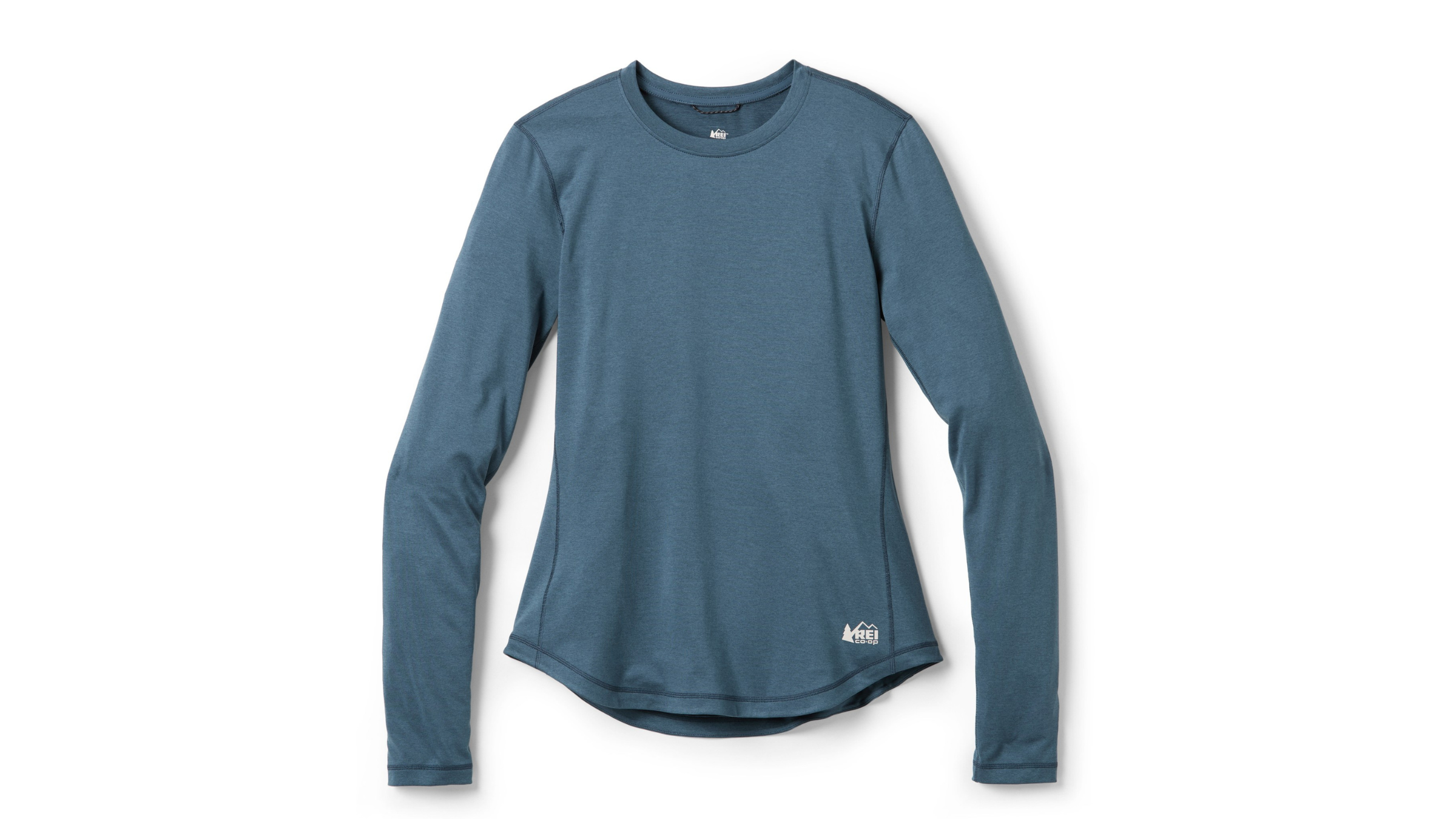 blue rei base layer shirt
