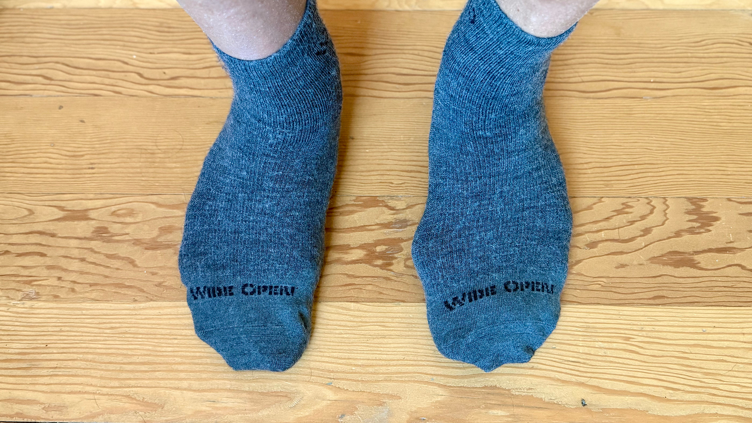 blue wide open socks