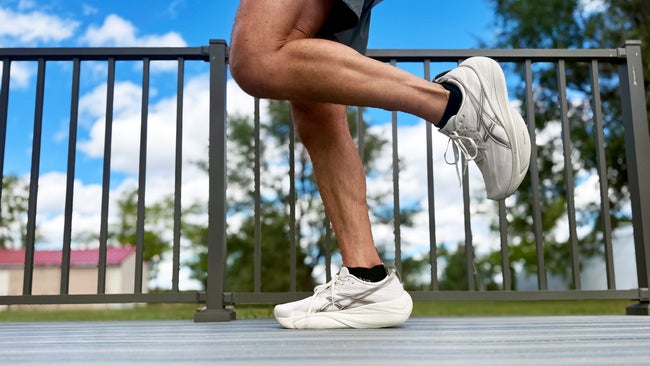 Asics GEL-Slowcush on runner running on grey deck