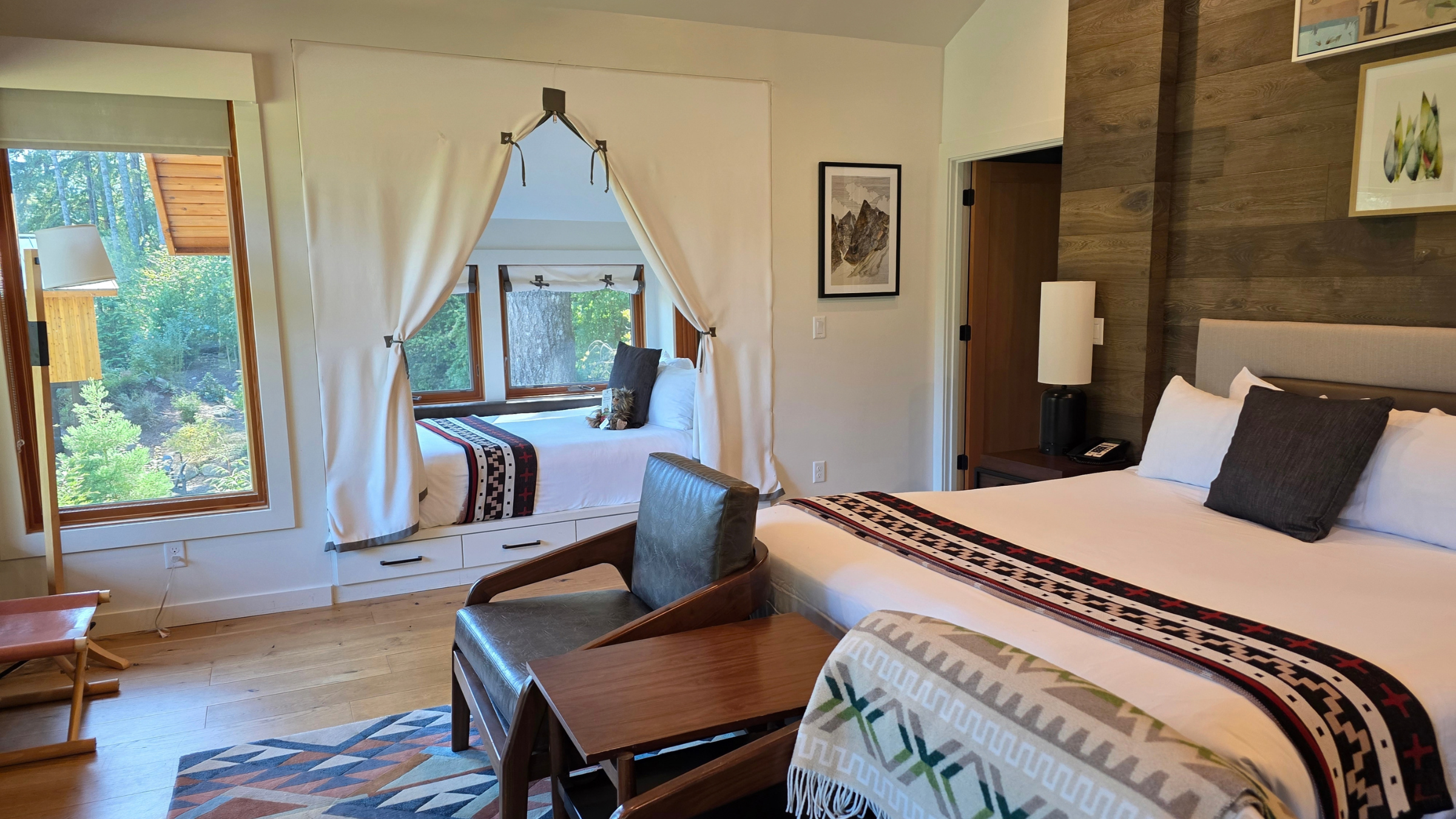 a cozy glamping bedroom