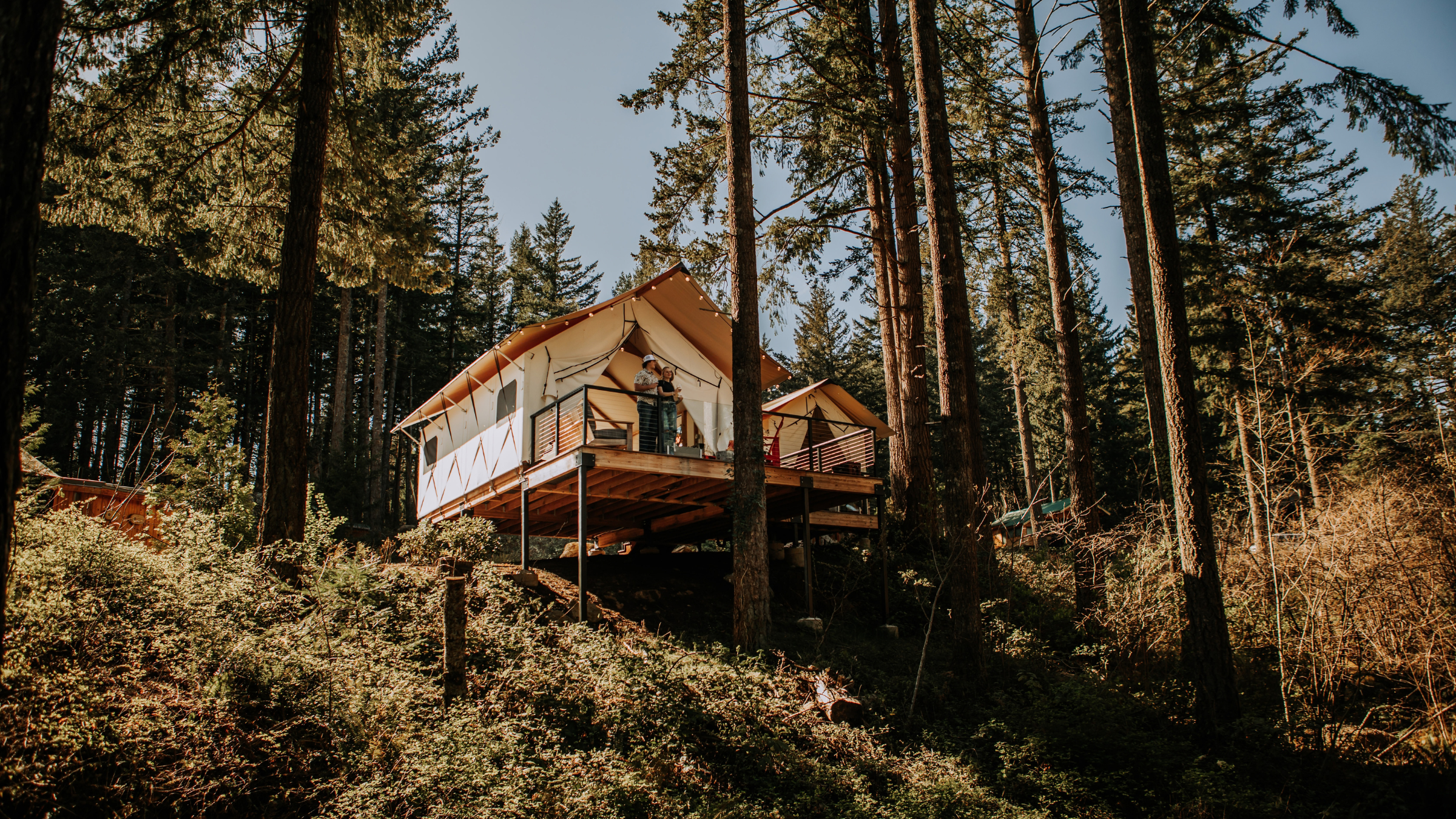 a tent on a mountain elevated