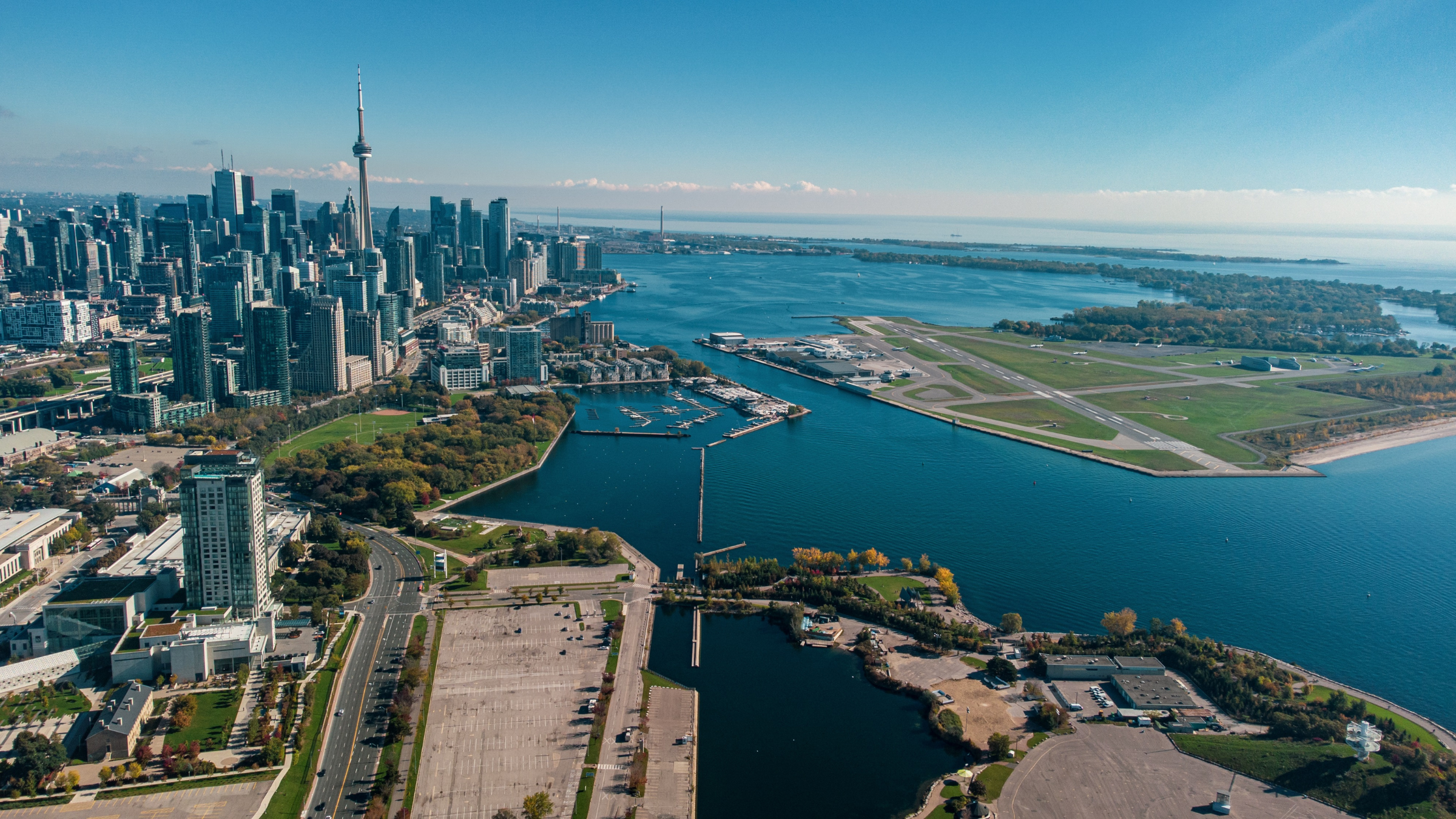 aerial photo of toronto waterfront