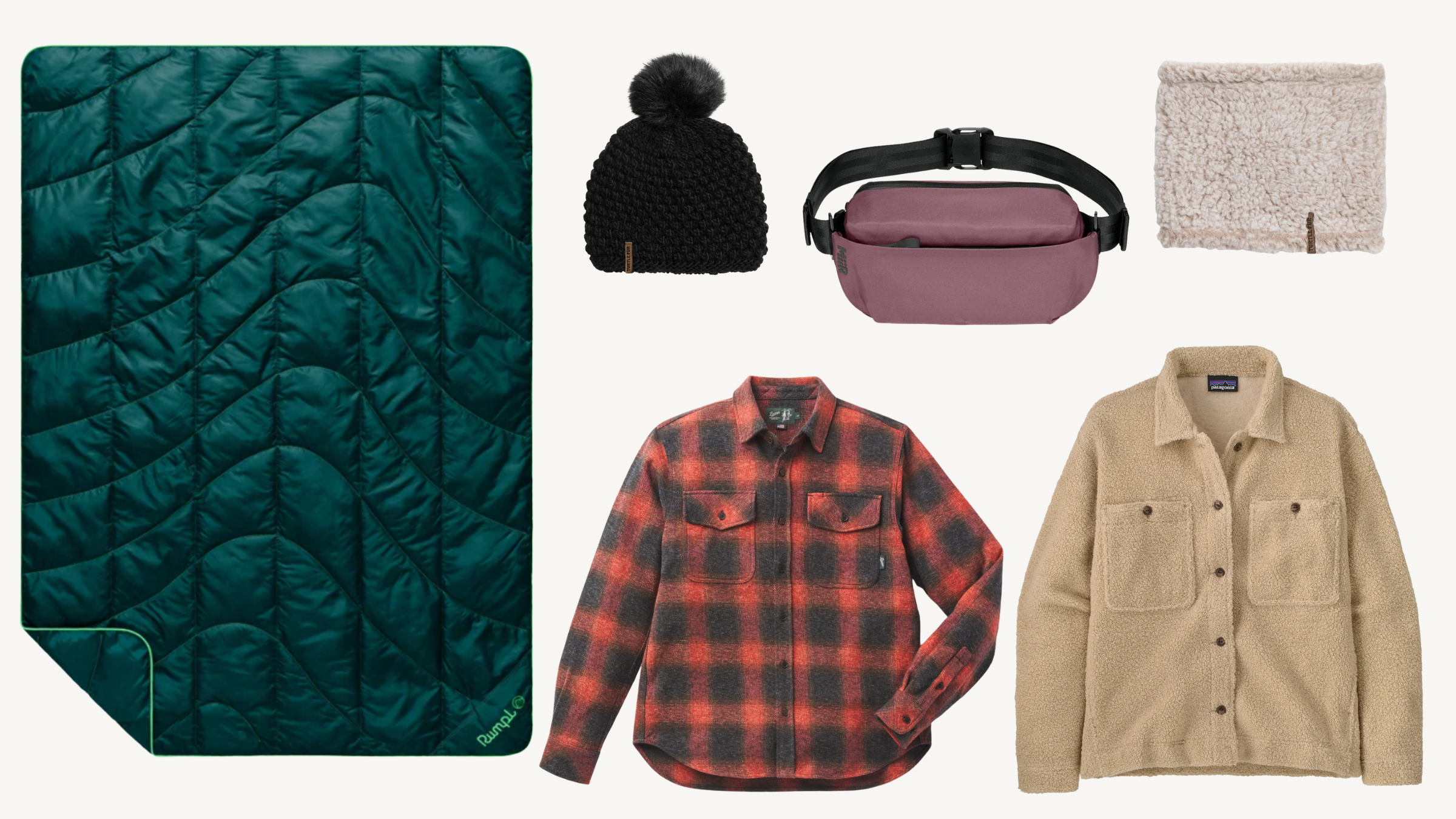 collage of a bunch of cozy gear